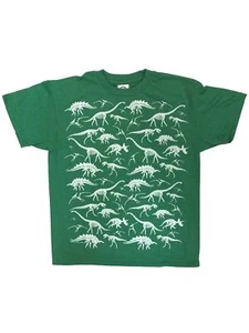 Boys Green Short Sleeve Dinosaur Skeleton T-Shirt Tee Shirt - Picture 1 of 1