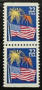 1985 Scott #2276 2276v, 22¢, FLAG FIREWORKS, Attached Pair - Mint NH - Picture 1 of 1