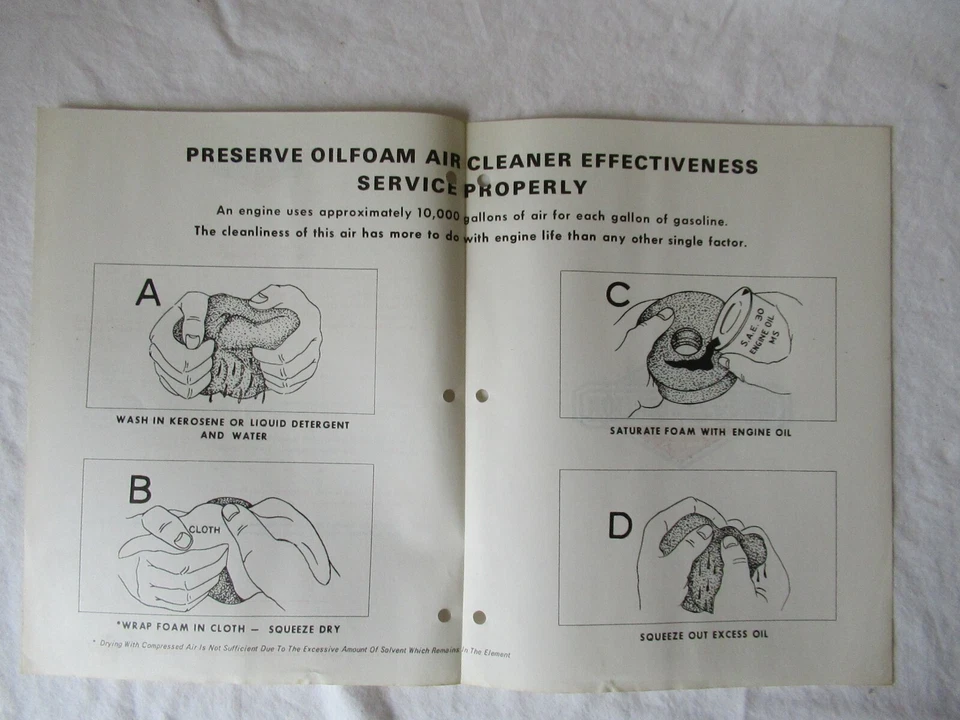 1972 Briggs & Stratton engine oilfoam air cleaner service hints brochure - Image 1 of 2