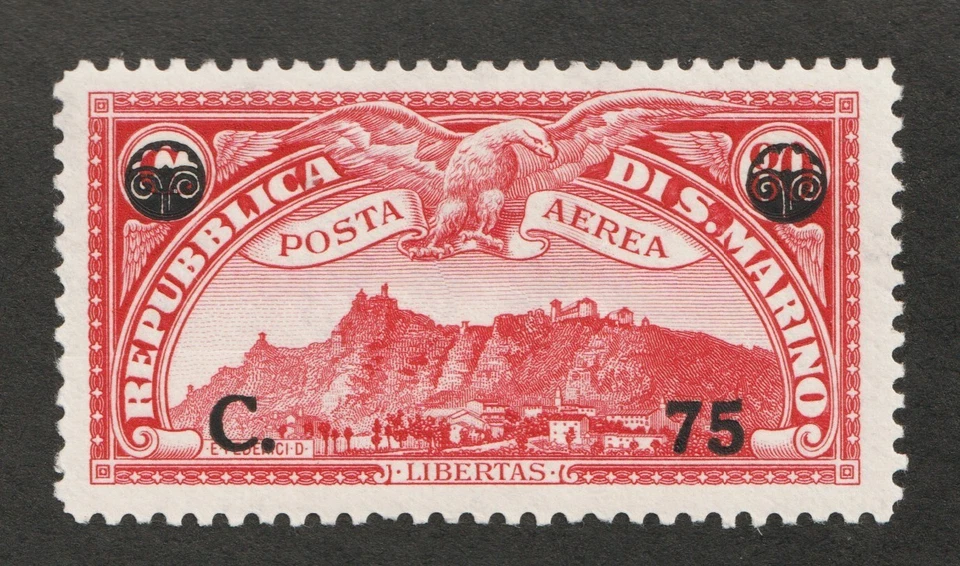 1936 San Marino Sc# C18 (air mail) C.75 Architecture. MH Cv$12.00 - Image 1 of 1