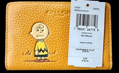 Cartera Coach X Peanuts delgada plegable con Charlie Brown nueva con etiquetas C4307 Foto 1 de 3
