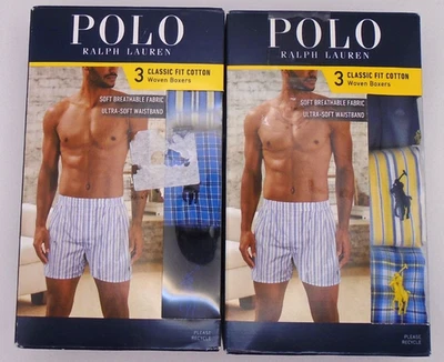 PARA HOMBRES "POLO RALPH LAUREN BOXER TEJIDO PAQUETE DE 3 ROPA INTERIOR DE ALGODÓN DE AJUSTE CLÁSICO" ¡Elige! Foto 1 de 3