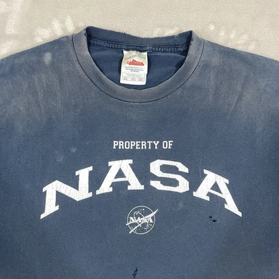 Vtg 90s PROPERTY OF NASA Athletics Tshirt Mens 2XL Sun Faded Thrashed Distressed - Image 1 of 4