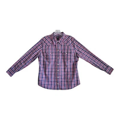 Camisa XL para mujer LUCKY BRAND a cuadros perla broches de presión vaquera occidental manga larga 42" Foto 1 de 4