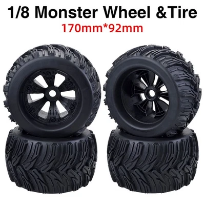 4x 17mm Hub Rad Felge Reifen für 1/8 Monster Truck Traxxas HSP HPI Racing RC Car - Bild 1 von 4