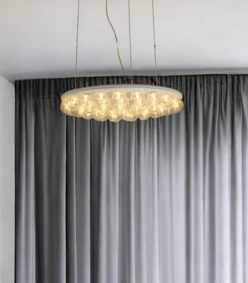 Lámpara colgante 29 X 29 X 7 de metal de vidrio blanco Foto 1 de 4