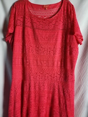 Vestido Signature by Sangria Encaje Rosa Caliente Brillante Talla 24W Excelente Estado Foto 1 de 4