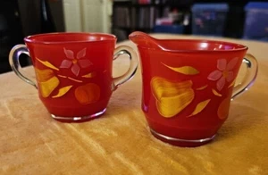 MCM Bartlett Collins Set Zuccheriera Crema Rossa Vintage - Foto 1 di 10