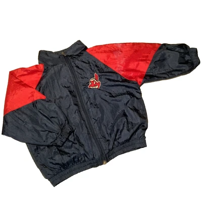 Cleveland Indians Windbreaker Jacket 3T Colorblock Zip MLB Mighty Mac Sport READ - Image 1 of 4