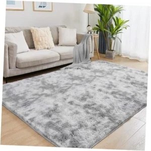 8x10 Area Rugs for Living Room, Ultra Soft Fluffy 8x10 Feet Tie-dyed Light Grey - Picture 1 of 7