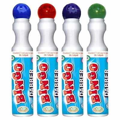 6 x Bingo Dabbers Non Drip Markers Pens Red Blue Green Purple Family Night Game - Image 1 of 4