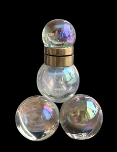 Antique Iridescent Glass Inkwell  Stacked Soap Bubbles - Picture 1 of 7