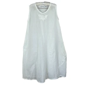 Cute Options Nightgown Women's Size Large White Sheer Embroidered Floral Dress - Picture 1 of 8