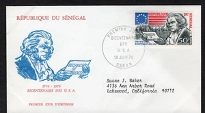 SENEGAL 1976 FDC AMERICAN BICENTENNIAL THOMAS JEFFERSON & 13 STAR FLAG - Picture 1 of 2
