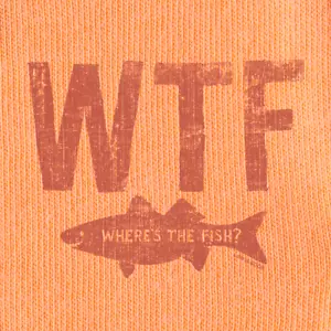 NWT Men's Life Is Good WTF Fish Fishing Orange SS Crusher Tee - Picture 1 of 3