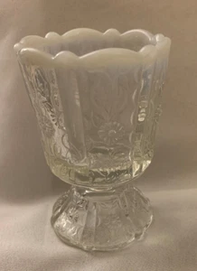 Paneled Daisy Fenton Clear White Opalescent Glass Toothpick Holder Votive Candle - Picture 1 of 9