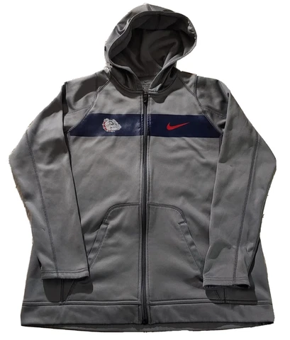 Nike Gonzaga Bulldogs Hoodie Medium Full Zip Gray Therma-Fit Sweatshirt NCAA Cover