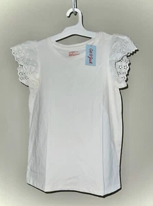 Girls Cat & Jack Ruffled Short Sleeve Top NWT - Size M White - Ivory - Picture 1 of 1
