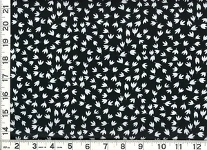 Stylized White Tulips Flowers on Black Quilting Sewing Fabric 1 Yard #910y - Picture 1 of 1