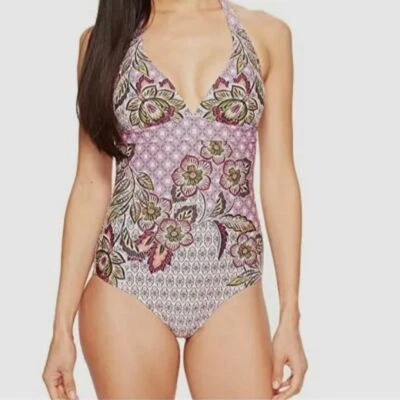 Traje de baño de una pieza con halter rosa prana Foto 1 de 4