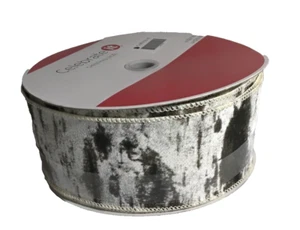 Birch Faux Linen Wired Ribbon by Celebrate IT 100% Polyester 2.5" x 80 feet - Picture 1 of 7