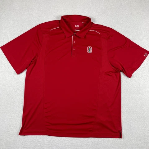 Stanford Cardinal Polo Shirt Mens XXXL Red Cutter & Buck Football Golf Hoops Cover