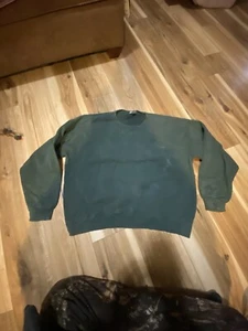 VINTAGE Cheetah Blank Sweatshirt Size XL Faded Green Crewneck Cotton Blend USA - Picture 1 of 4