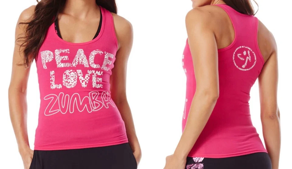 NUEVO Top Zumba Wear Peace Love N espalda cruzada - ROSA FUCSIA - GRANDE Foto 1 de 1