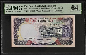 Vietnam South ND (1975) 10,000 Dong Pick 36a Printer TDLR. PMG 64 - Picture 1 of 2