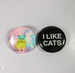 Vintage Cats Kittens "I like Cats" Metal Lapel Pins Badges Set of 2 - Picture 1 of 4