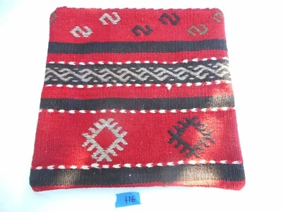 Unique  Kilim Pillow Cover 16x16" Case from Kilim Rug Hidden Zipper Amazing Work - Image 1 of 4