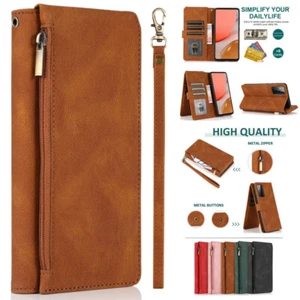 Zipper Pocket Flip Leather Wallet Case For Xiaomi Poco F3 M2 X2 F1 M3 X3 Pro NFC - Picture 1 of 15
