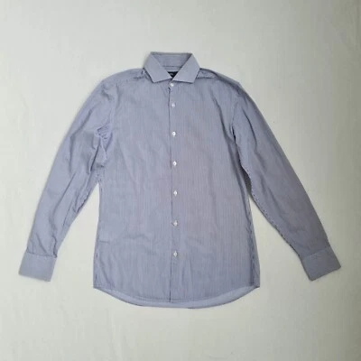 Camicia uomo elegante formale Hugo Boss taglia 37/14,5 slim fit blu cotone a ... - Immagine 1 di 4