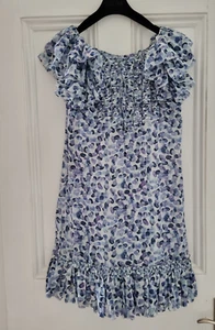 New Aquascutum silk cotton blend dress ruffled hem and sleeves size 12UK US8 I44 - Picture 1 of 15