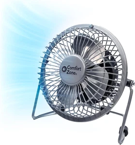 Comfort Zone Mini USB Desk Fan with 360-Degree Adjustable Tilt, Dual Powered (US - Picture 1 of 12