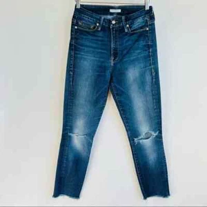 Good American Size 27 Good waist Highrise distressed crop jeans natural hems - Picture 1 of 9
