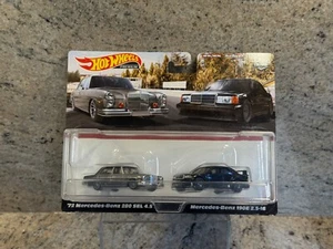 2020 Hot Wheels Premium 2 Pack - '72 Mercedes-Benz 280 SEL 4.5 & 190E 2.5-16 - Picture 1 of 9