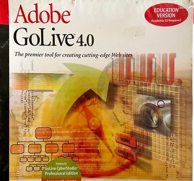 Adobe GoLive 4.0 Software Design Tools Kit Sealed NOS Educational Version ELEC - Image 1 of 4