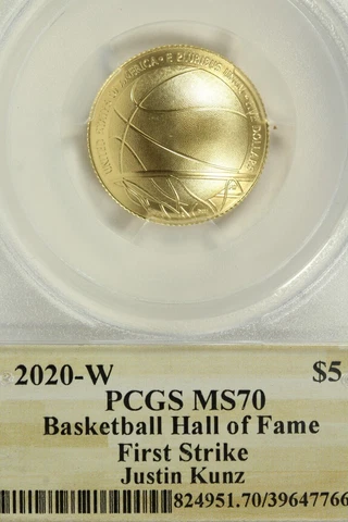 2020-W $5 Gold Basketball Hall of Fame : PCGS MS70 First Strike Cover