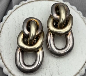 VINTAGE 80's ISRAELI DESIGNER STERLING SILVER FREE FORM CLIP ON EARRINGS - Picture 1 of 7