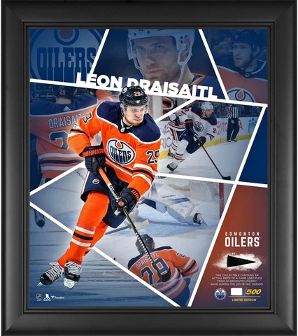 Leon Draisaitl Oilers FRMD 15x17 Impact Collage with a Piece of GU Puck-LE/500 Cover