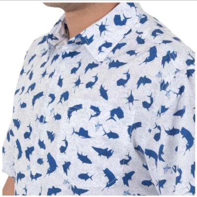 Мужская футболка Guy Harvey средний размер для рыбалки с длинным рукавом на пуговицах размер M НОВАЯ - Изображение 1 из 4