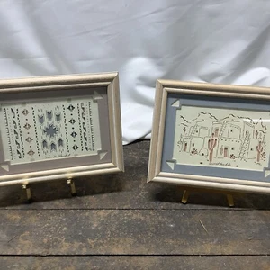 Navajo Decke Wüste Pueblo gestanztes Papier Wandbild Southwestern Stil 6x8 - Bild 1 von 9