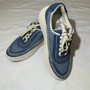 Dolce Vita Dolen-2 Sneakers Blue Multi  Denim Platform Evereve Shoes 7.5 NEW! - Picture 1 of 8