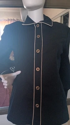 ST JOHN Black-dark blue Jacket sport/Jacket cotton made in USA siz 4 - Image 1 of 4