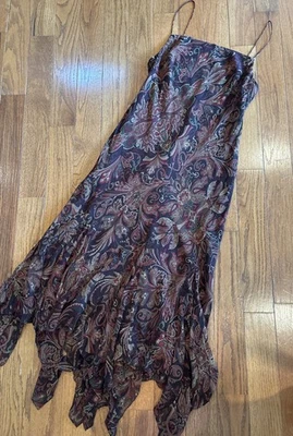 Vestido Vintage Ralph Lauren Paisley Seda EE. UU. 10 Fundas Pequeño Foto 1 de 4