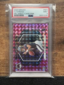 Panini Mosaic NFL 2023 debut C.J. Stroud #ND-3 Camuflaje Rosa Mosaico Prizm (RC) PSA 9 - Imagen 1 de 2
