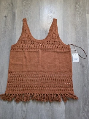 Camiseta sin mangas de vaquera con flecos de cobre tejido Ana A New Approach nueva con etiquetas talla XL  Foto 1 de 4