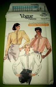 Vintage Miss MP Vogue 7281 locker taillierte Bluse ungeschnitten FF Muster Gr 14 16 18 - Bild 1 von 3