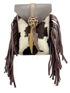 Showman Hair-On Cowhide Rear Cinch Saddle Bag - Picture 1 of 2